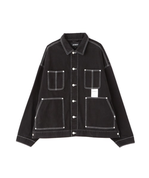 AVIREX（アヴィレックス）の「【直営店限定】COTTON TWILL COVER ALL JACKET /コットン ツイル カバーオール ジャケット / AVIREX / アヴィレックス（カバーオール・レディース・ブラック/グリーン/ホワイト系2/ブルー・M/L）」の3枚目の写真