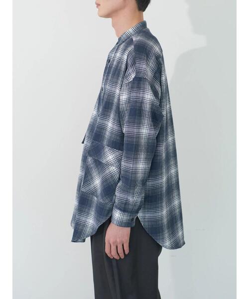 koe（コエ）の「ネルチェックバンドカラービッグシャツ（シャツ/ブラウス・メンズ・グレー/ブラック/ベージュ・M/L/XL）」の7枚目の写真