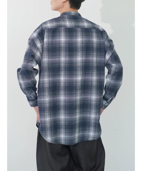 koe（コエ）の「ネルチェックバンドカラービッグシャツ（シャツ/ブラウス・メンズ・グレー/ブラック/ベージュ・M/L/XL）」の8枚目の写真