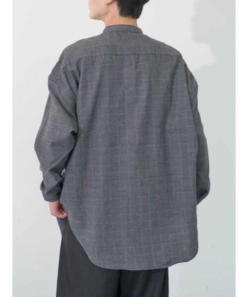 koe（コエ）の「ネルチェックバンドカラービッグシャツ（シャツ/ブラウス・メンズ・グレー/ブラック/ベージュ・M/L/XL）」の10枚目の写真