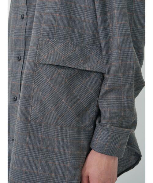 koe（コエ）の「ネルチェックバンドカラービッグシャツ（シャツ/ブラウス・メンズ・グレー/ブラック/ベージュ・M/L/XL）」の11枚目の写真