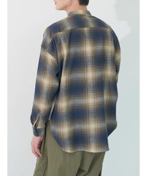 koe（コエ）の「ネルチェックバンドカラービッグシャツ（シャツ/ブラウス・メンズ・グレー/ブラック/ベージュ・M/L/XL）」の13枚目の写真