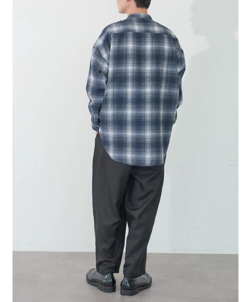 koe（コエ）の「ネルチェックバンドカラービッグシャツ（シャツ/ブラウス・メンズ・グレー/ブラック/ベージュ・M/L/XL）」の16枚目の写真