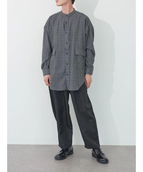 koe（コエ）の「ネルチェックバンドカラービッグシャツ（シャツ/ブラウス・メンズ・グレー/ブラック/ベージュ・M/L/XL）」の17枚目の写真