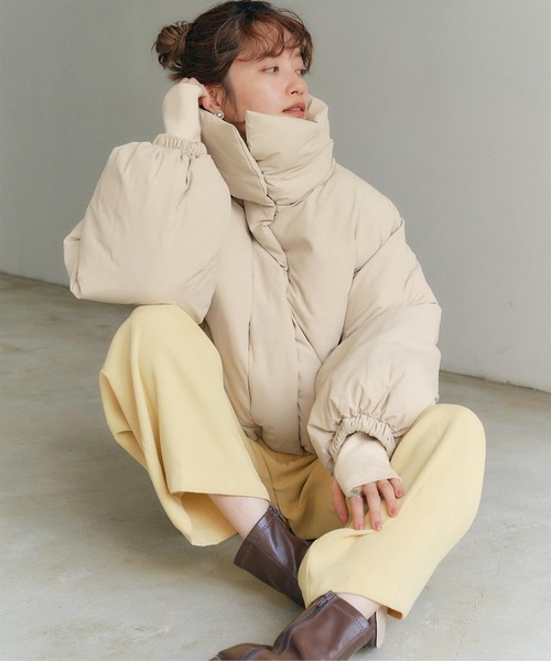 スタンドカラー中綿ショートコート