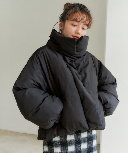 スタンドカラー中綿ショートコート