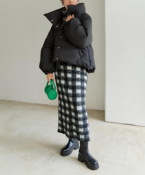 スタンドカラー中綿ショートコート