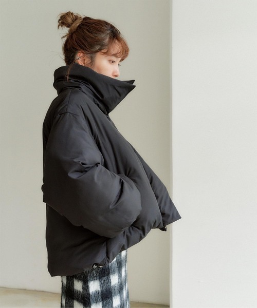 スタンドカラー中綿ショートコート