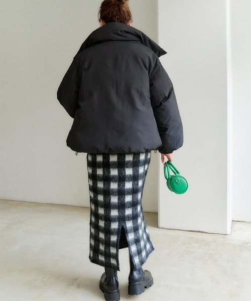 スタンドカラー中綿ショートコート