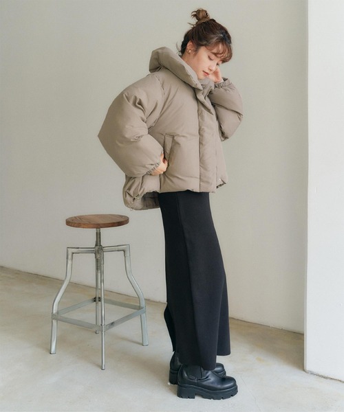 スタンドカラー中綿ショートコート