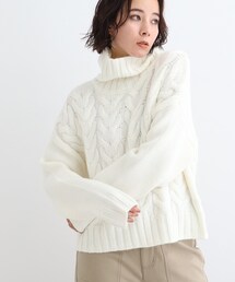 INDIVI | 【洗える/アルパカ混】ワイドケーブル ハイネックニット(ニット/セーター)