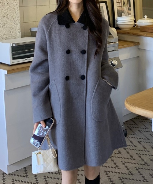 LAFFMO（ラフモ）の「シャギーダブルボタンリバーコート（ピーコート