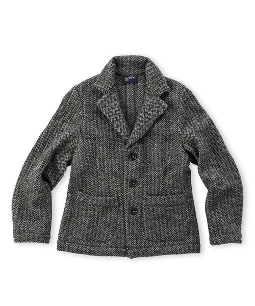 45R（フォーティファイブアール）の「シェットランドツイードニットのジャケット（サイズ1～3）（テーラードジャケット・レディース・チャコールグレー/ベージュ系/グリーン系・SMALL/MEDIUM/LARGE）」の2枚目の写真