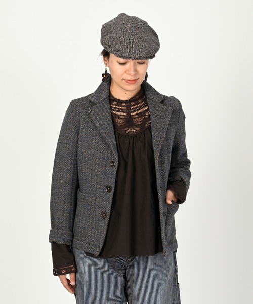 45R（フォーティファイブアール）の「シェットランドツイードニットのジャケット（サイズ1～3）（テーラードジャケット・レディース・チャコールグレー/ベージュ系/グリーン系・SMALL/MEDIUM/LARGE）」の7枚目の写真