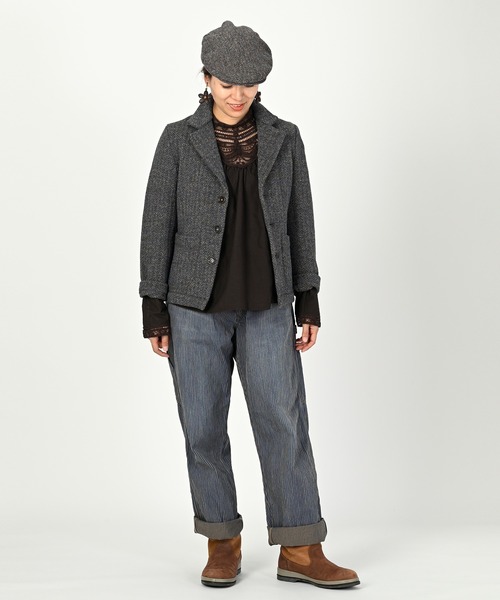 45R（フォーティファイブアール）の「シェットランドツイードニットのジャケット（サイズ1～3）（テーラードジャケット・レディース・チャコールグレー/ベージュ系/グリーン系・SMALL/MEDIUM/LARGE）」の14枚目の写真