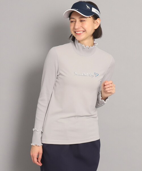 adabat（アダバット）の「メローフリルモックネックプルオーバー（Tシャツ/カットソー・レディース・ブルー/ホワイト/グレー系・38/42/40）」の2枚目の写真