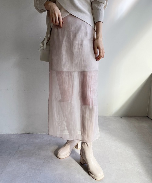 one after another NICE CLAUP(ワンアフターアナザーナイスクラップ)の「サイドスリットシアータイトスカート 2023SS(スカート・レディース・アイボリー/ブラック/ピンク・FREE)」の3枚目の写真