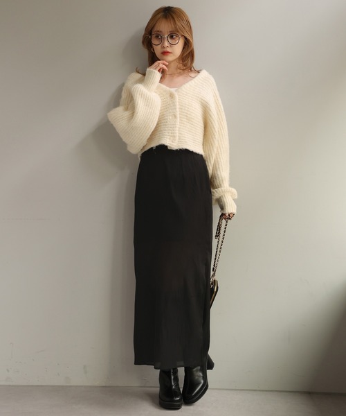 one after another NICE CLAUP(ワンアフターアナザーナイスクラップ)の「サイドスリットシアータイトスカート 2023SS(スカート・レディース・アイボリー/ブラック/ピンク・FREE)」の10枚目の写真