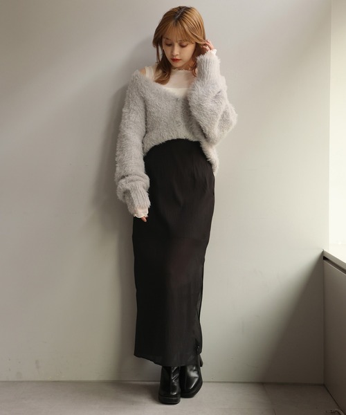 one after another NICE CLAUP(ワンアフターアナザーナイスクラップ)の「サイドスリットシアータイトスカート 2023SS(スカート・レディース・アイボリー/ブラック/ピンク・FREE)」の9枚目の写真