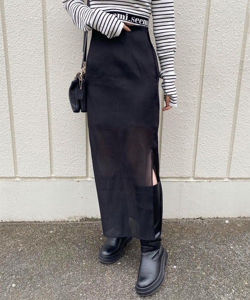 one after another NICE CLAUP(ワンアフターアナザーナイスクラップ)の「サイドスリットシアータイトスカート 2023SS(スカート・レディース・アイボリー/ブラック/ピンク・FREE)」の4枚目の写真