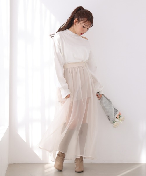 one after another NICE CLAUP(ワンアフターアナザーナイスクラップ)の「サイドスリットシアータイトスカート 2023SS(スカート・レディース・アイボリー/ブラック/ピンク・FREE)」の16枚目の写真