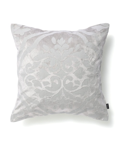 セール】ダマスクアップリケ クッションカバー 450×450 ライトグレー
