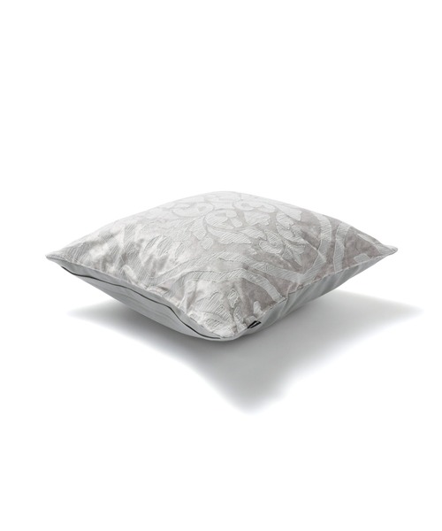 クッションカバー　ライトグレー系　刺繡リボン クッションカバーライトグレー系刺繡リボン