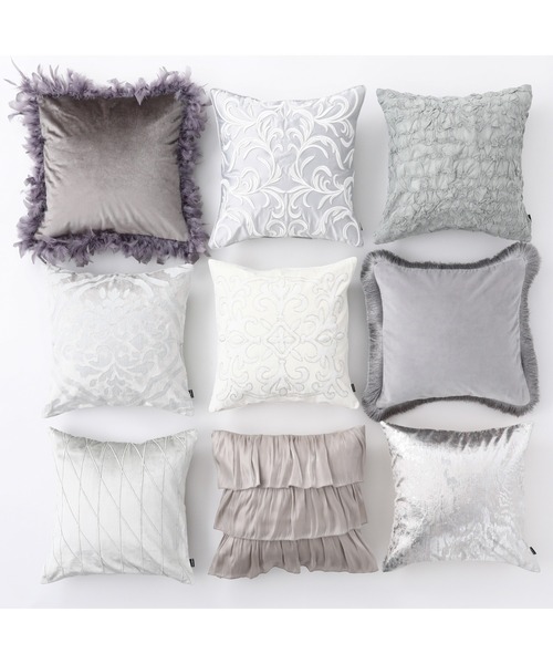 セール】ダマスクアップリケ クッションカバー 450×450 ライト