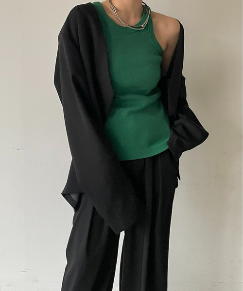 AIC.（エーアイシー）の「再入荷 カットリブアメスリタンクトップ（タンクトップ・レディース・イエロー/ピンク/グリーン/ブラウン/ブラック/オフホワイト/カーキ/ナチュラル・FREE）」の6枚目の写真