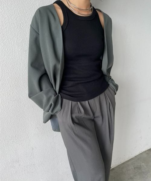 AIC.（エーアイシー）の「再入荷 カットリブアメスリタンクトップ（タンクトップ・レディース・イエロー/ピンク/グリーン/ブラウン/ブラック/オフホワイト/カーキ/ナチュラル・FREE）」の16枚目の写真