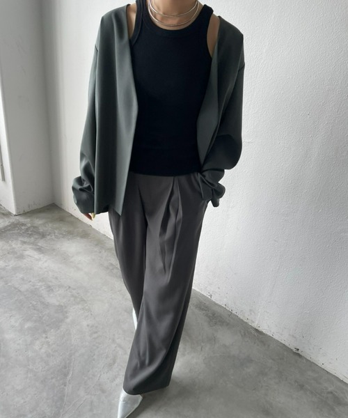 AIC.（エーアイシー）の「再入荷 カットリブアメスリタンクトップ（タンクトップ・レディース・イエロー/ピンク/グリーン/ブラウン/ブラック/オフホワイト/カーキ/ナチュラル・FREE）」の18枚目の写真