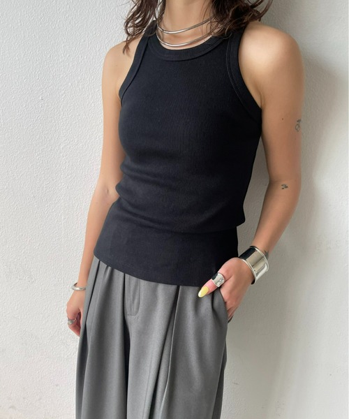 AIC.（エーアイシー）の「再入荷 カットリブアメスリタンクトップ（タンクトップ・レディース・イエロー/ピンク/グリーン/ブラウン/ブラック/オフホワイト/カーキ/ナチュラル・FREE）」の14枚目の写真