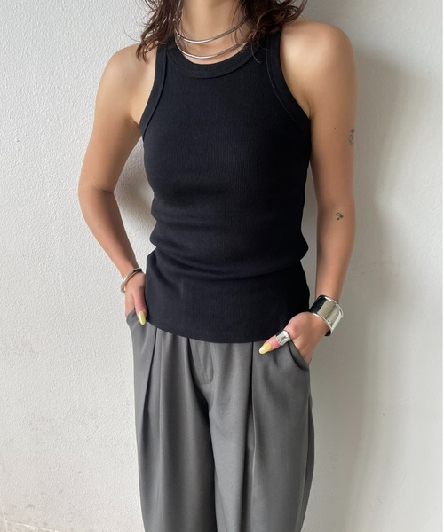 AIC.（エーアイシー）の「再入荷 カットリブアメスリタンクトップ（タンクトップ・レディース・イエロー/ピンク/グリーン/ブラウン/ブラック/オフホワイト/カーキ/ナチュラル・FREE）」の13枚目の写真