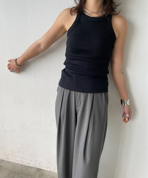 AIC.（エーアイシー）の「再入荷 カットリブアメスリタンクトップ（タンクトップ・レディース・イエロー/ピンク/グリーン/ブラウン/ブラック/オフホワイト/カーキ/ナチュラル・FREE）」の15枚目の写真