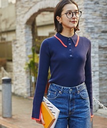 N.（N. Natural Beauty Basic） | ◆ロングポイントカラーポロニット(ニット/セーター)