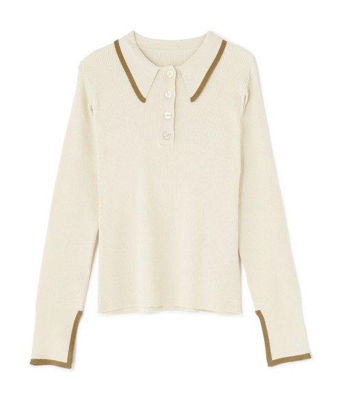 N.（N. Natural Beauty Basic）（エヌエヌナチュラルビューティーベーシック）の「◆ロングポイントカラーポロニット（ニット/セーター・レディース・ネイビー/ベージュ/オフホワイト・MEDIUM）」の20枚目の写真