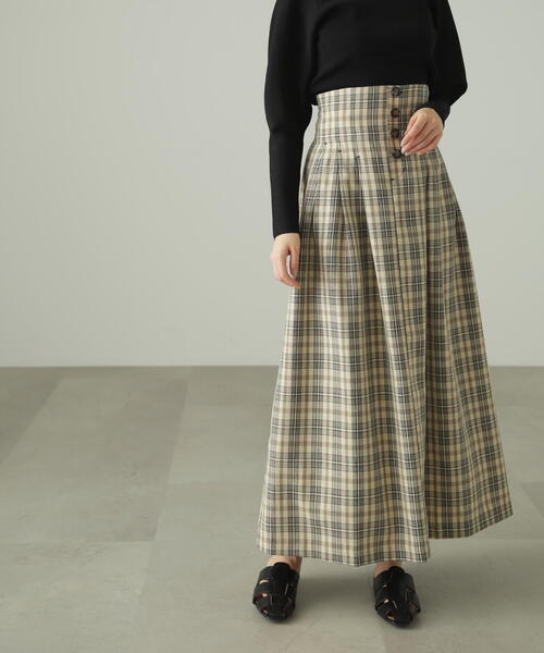 FREE'S MART（フリーズマート）の「◆ハイウエストタックチェックフレアスカート（スカート・レディース・ベージュ系その他/パープル系その他・SMALL/MEDIUM）」の21枚目の写真