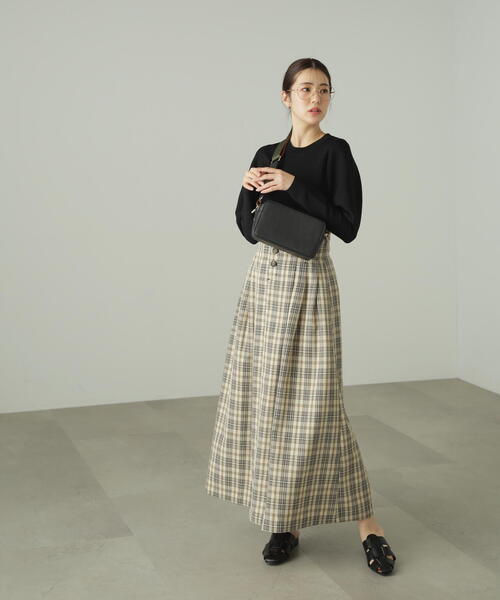 FREE'S MART（フリーズマート）の「◆ハイウエストタックチェックフレアスカート（スカート・レディース・ベージュ系その他/パープル系その他・SMALL/MEDIUM）」の19枚目の写真