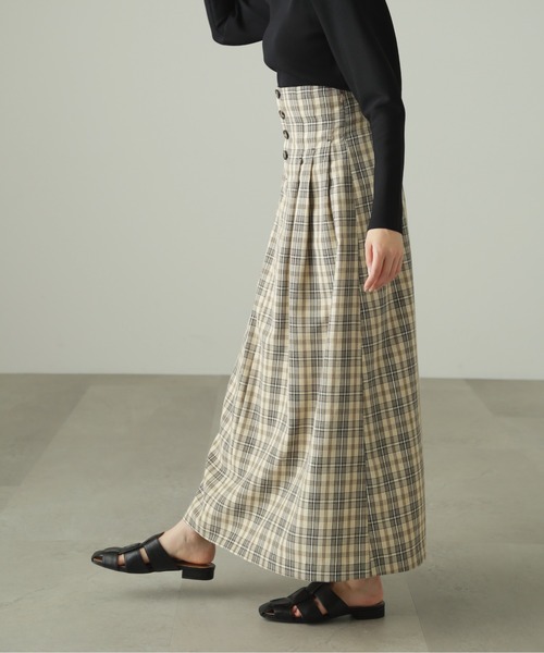 FREE'S MART（フリーズマート）の「◆ハイウエストタックチェックフレアスカート（スカート・レディース・ベージュ系その他/パープル系その他・SMALL/MEDIUM）」の7枚目の写真