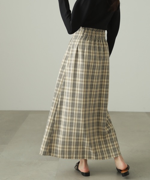 FREE'S MART（フリーズマート）の「◆ハイウエストタックチェックフレアスカート（スカート・レディース・ベージュ系その他/パープル系その他・SMALL/MEDIUM）」の8枚目の写真