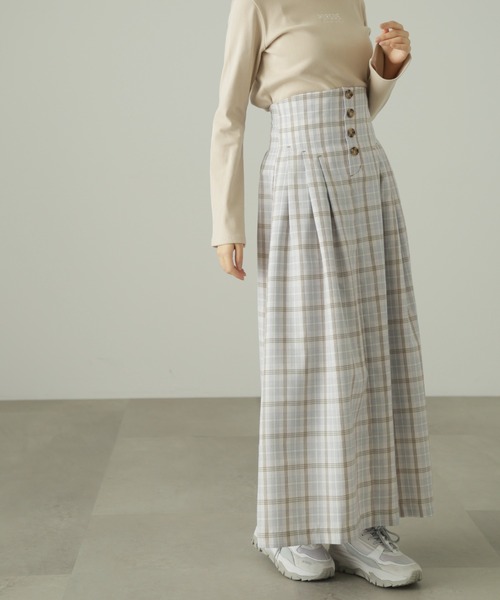 FREE'S MART（フリーズマート）の「◆ハイウエストタックチェックフレアスカート（スカート・レディース・ベージュ系その他/パープル系その他・SMALL/MEDIUM）」の17枚目の写真