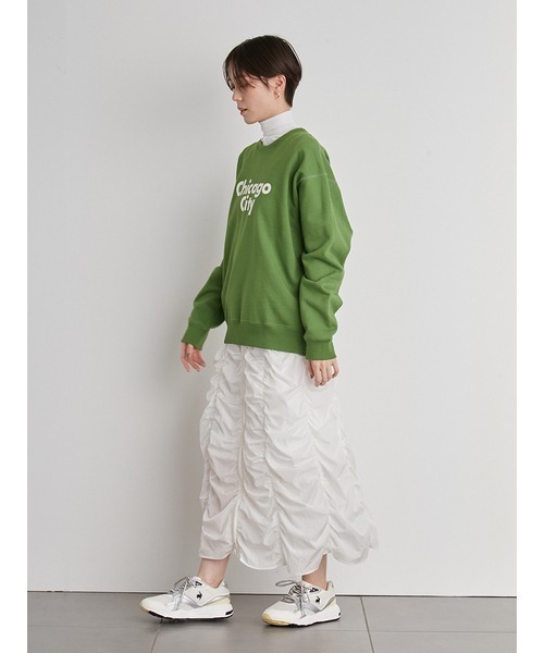 emmi(エミ)の「【emmi atelier】フロントジップシャーリングスカート(スカート・レディース・ブラック/ホワイト・1/0)」の18枚目の写真