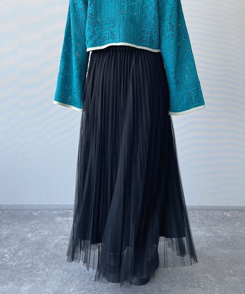 PAGEBOY（ページボーイ）の「チュールランダムプリーツスカート（スカート・レディース・ブラック/オフホワイト/チャコールグレー・FREE）」の13枚目の写真