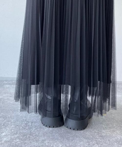 PAGEBOY（ページボーイ）の「チュールランダムプリーツスカート（スカート・レディース・ブラック/オフホワイト/チャコールグレー・FREE）」の15枚目の写真
