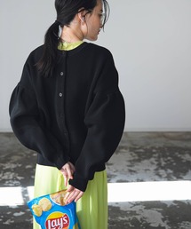 前後2WAY袖タックカラフルダンボールニットカーディガン