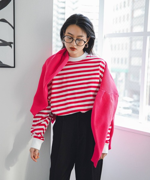 bohmal（ボマール）の「前後2WAY袖タックカラフルダンボールニットカーディガン（カーディガン/ボレロ・レディース・ブラック/ピンク/ライム/オレンジ/ブルー/グリーン・FREE）」の7枚目の写真