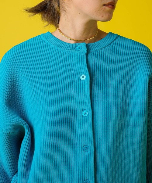 bohmal（ボマール）の「前後2WAY袖タックカラフルダンボールニットカーディガン（カーディガン/ボレロ・レディース・ブラック/ピンク/ライム/オレンジ/ブルー/グリーン・FREE）」の16枚目の写真