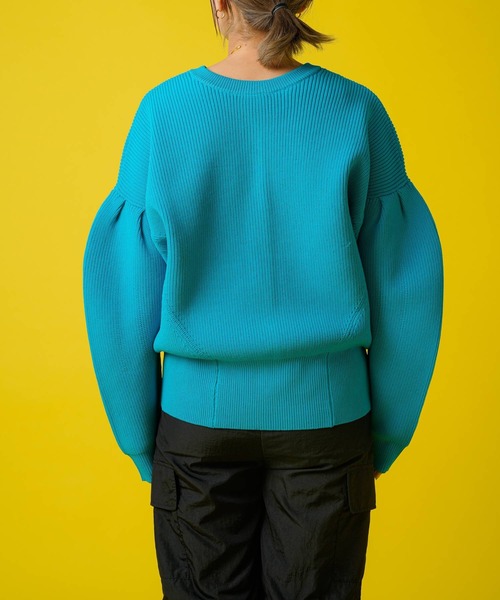 bohmal（ボマール）の「前後2WAY袖タックカラフルダンボールニットカーディガン（カーディガン/ボレロ・レディース・ブラック/ピンク/ライム/オレンジ/ブルー/グリーン・FREE）」の15枚目の写真