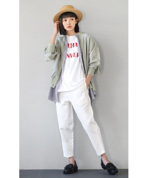 apartment department（アパートメントデパートメント）の「シアー素材 リブニット Vネックカーディガン（カーディガン/ボレロ・レディース・ライトグリーン/ブルーグレー・M）」の14枚目の写真