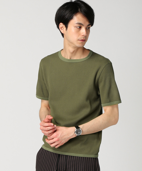 EDIFICE（エディフィス）の「◇ワッフルスウェット C/N S/S（Tシャツ/カットソー・メンズ・チャコールグレー/ホワイト/カーキ・46/48/44）」の3枚目の写真